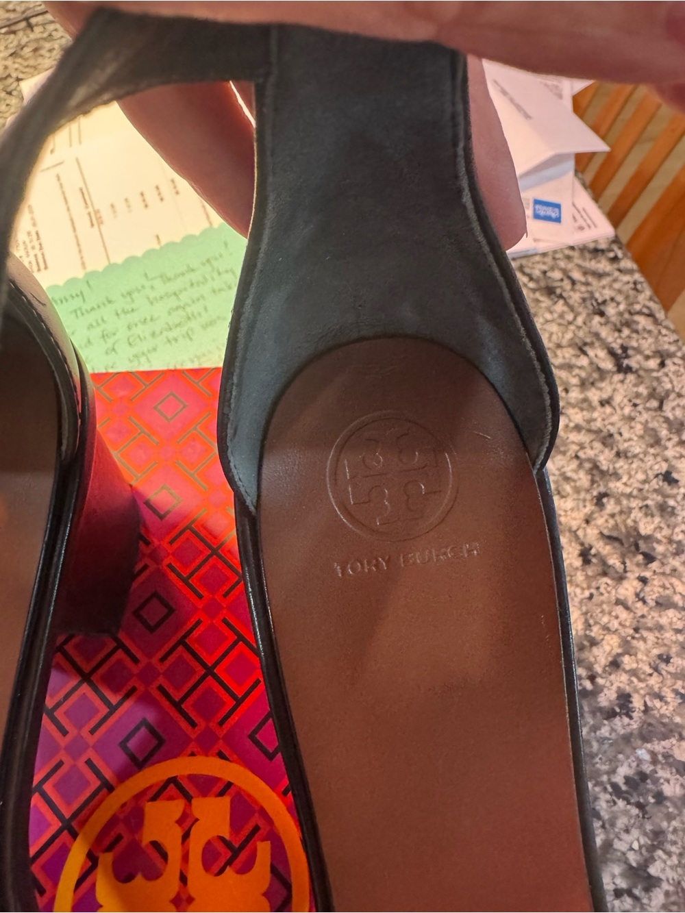 Tory Burch Gabrielle black Leather Ankle-Strap Sandals size 8 1/2 - Picture 4 of 8